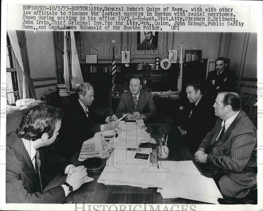 1973 Press Photo R. Quinn, S. Delinsky, John Irvin, John Keough, James McDonald - Historic Images