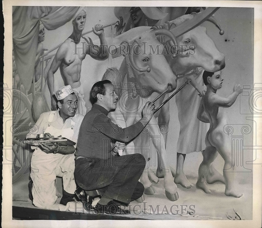 1938 R. Bushnell Heimann and Harry Richman painting photo - Historic Images