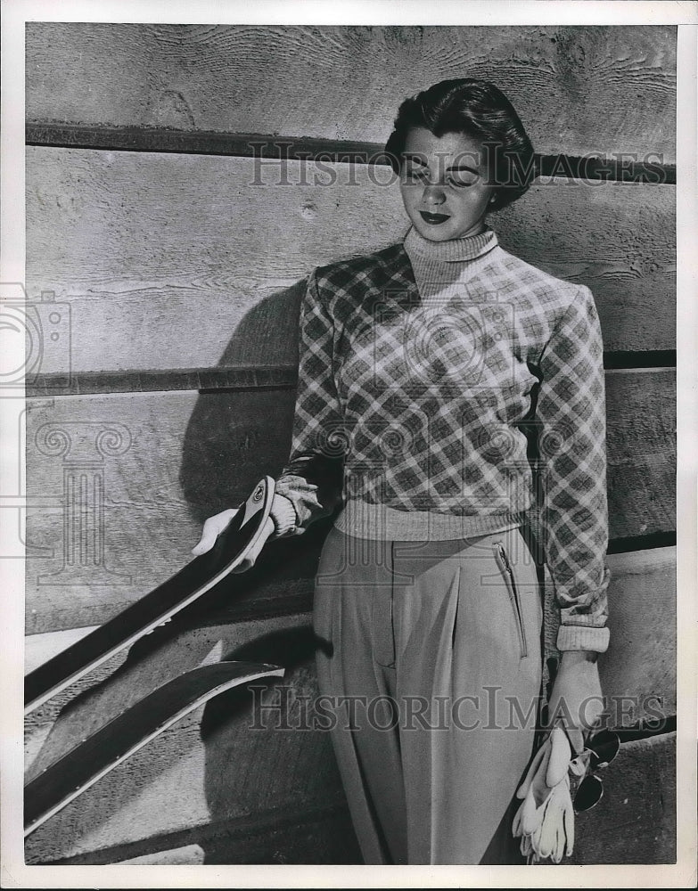 1950 Women&#39;s Skiing Fashion Sweater, Pants  - Historic Images