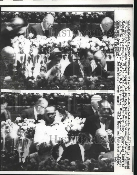 1957 Queen Elizabeth II, Former U.S. Pres. Herbert Hoover - Historic Images