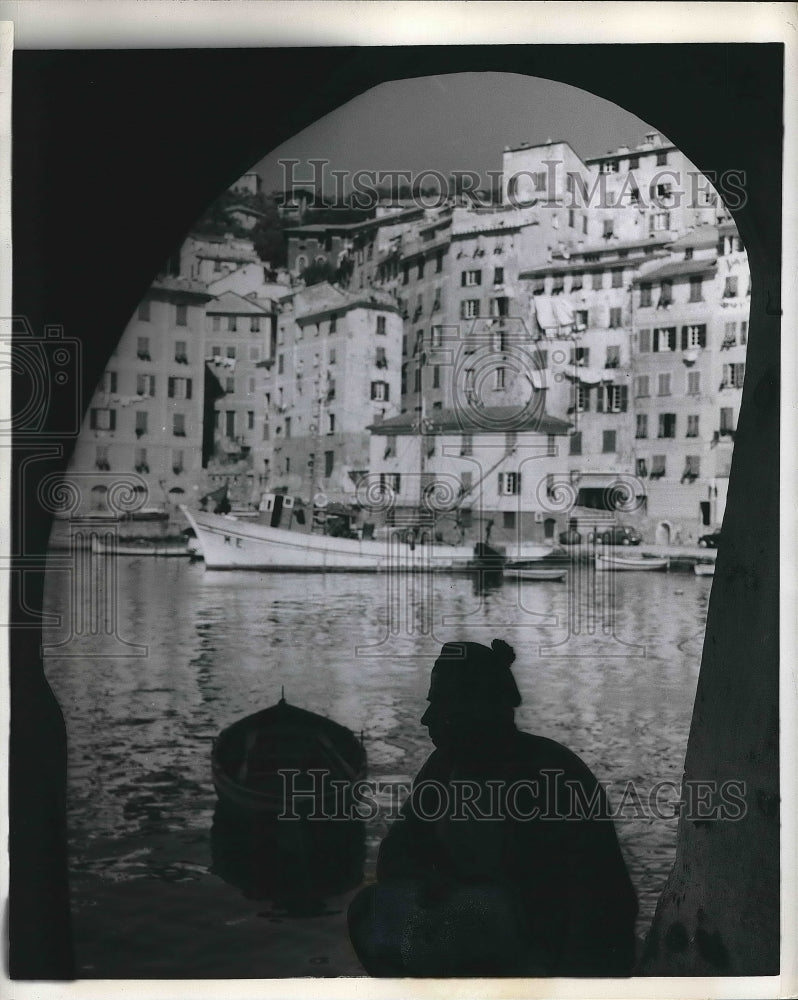1958 Framed By An Archway An Aging Resident Of Home Watches Harbor - Historic Images