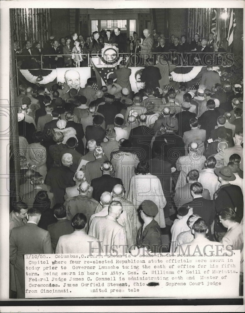 1955 Press Photo C. William O'Neill, Judge James C. Connell and James G. Stewart - Historic Images