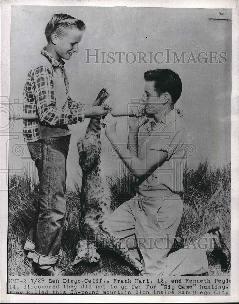 1954 Frank Hart & Kenneth Pegle Kill Mountain Lion  - Historic Images