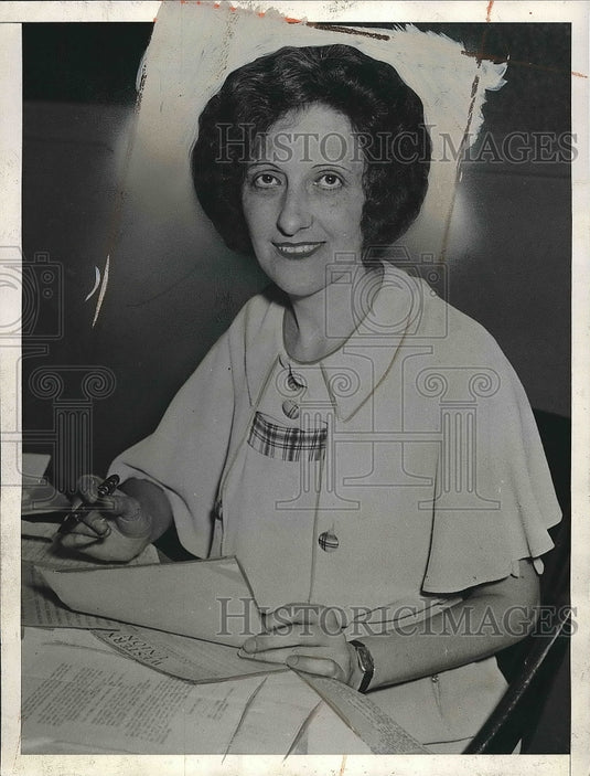 1933 Mary E. Hughes At Her Desk At Women's NRA Work Bureau - Historic Images