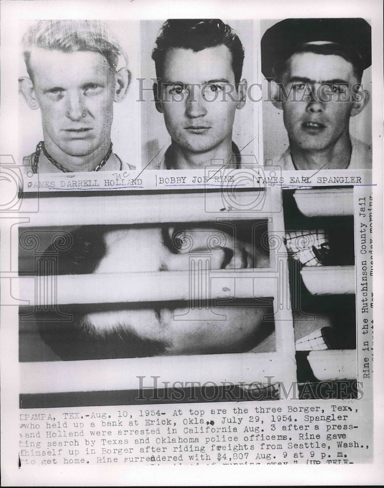 1954 Three Suspects Who Held Up Bank At Erick Oklahoma  - Historic Images