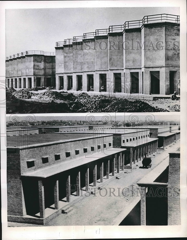 1954 Press Photo Grain Storage With Modern Grain Storage Bins In Pakistan - Historic Images