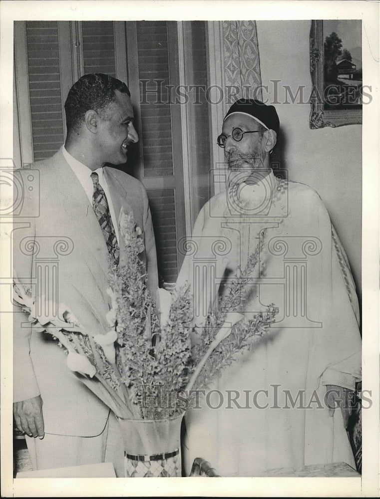 1955 Press Photo King Idris Of Lbya Married At Lybian Embassy In Cairo - Historic Images
