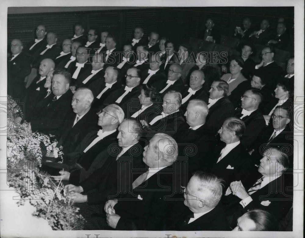 1951 Germany, Dr Herman Hoepkeraschoff,T Heuss, Chancellor Adenauer - Historic Images