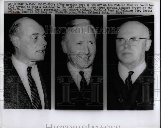1968 Press Photo Bankers H Anisaux, Sir L. O'Brien & E Stopper - nea69647-Historic Images