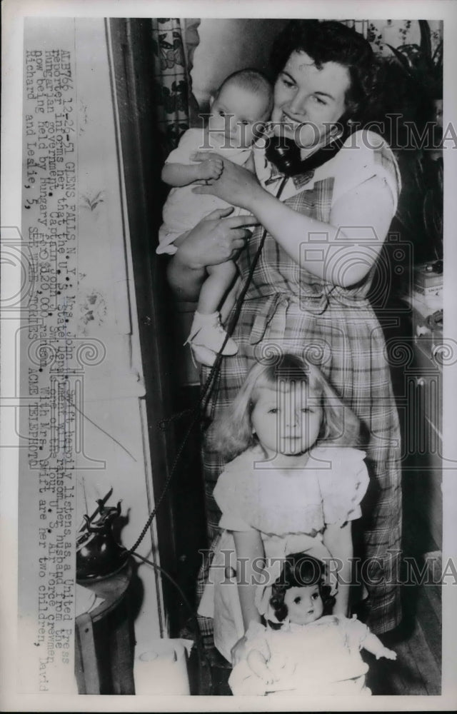1951 Glens Falls, NY Mrs JJ Swift learns of husbands release - Historic Images