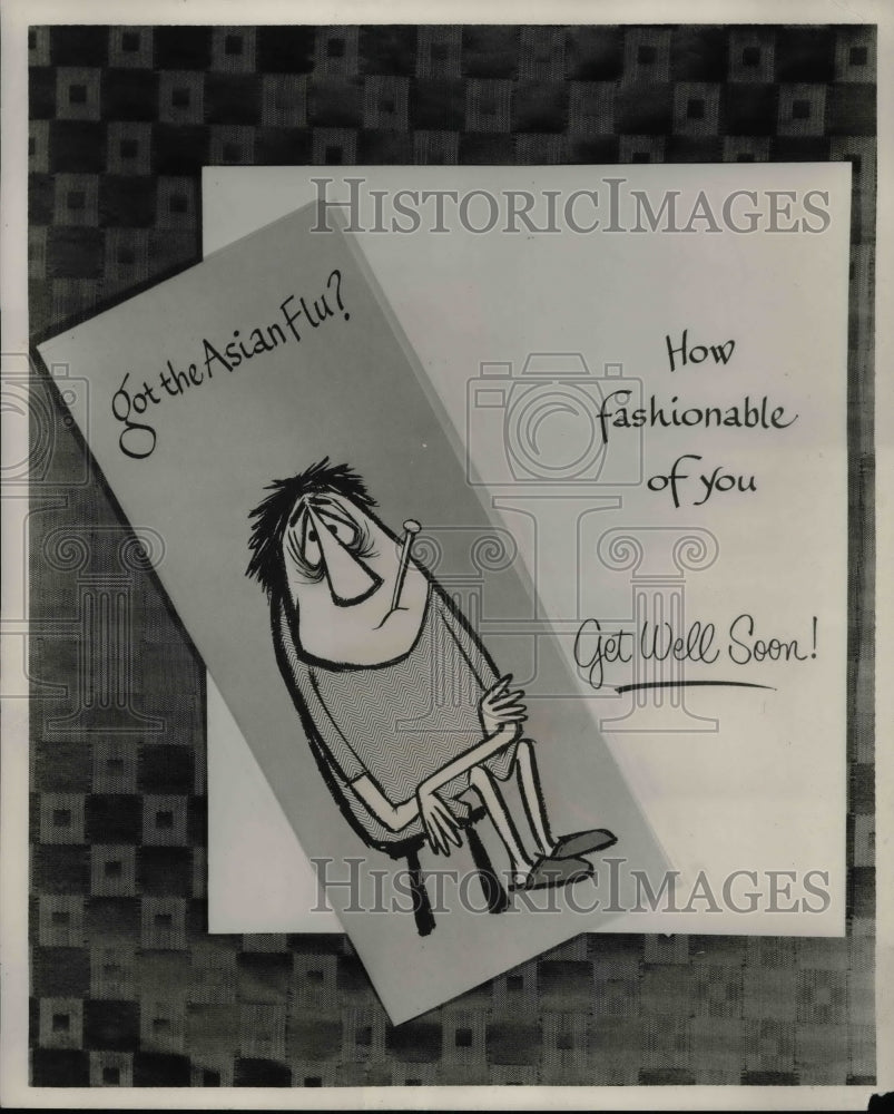 1957 Get Well Greeting Card for Flu  - Historic Images