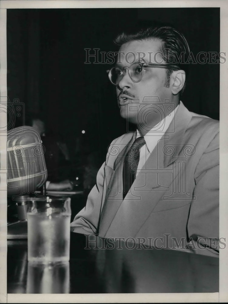1953 Press Photo Dr Stanley Gnosh testifies at US Indian embassy - nea69771 - Historic Images