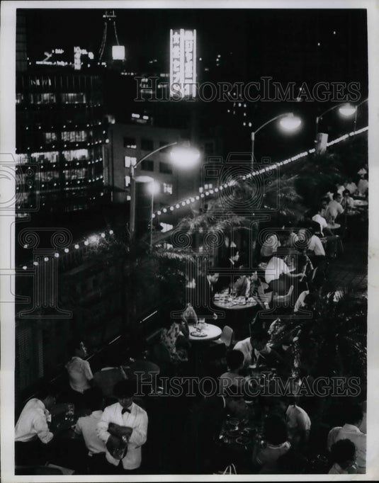 1968 Outdoor beer gardens on Toyko, Japan rooftops  - Historic Images