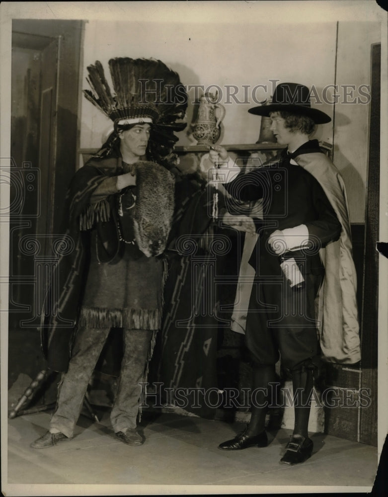 1930 Dress Rehearsals of Masty Pudding Club Show with Sitting Bull - Historic Images