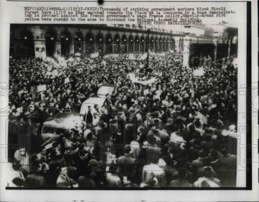 1957 Demonstration in protest against French Government wage Freeze. - Historic Images