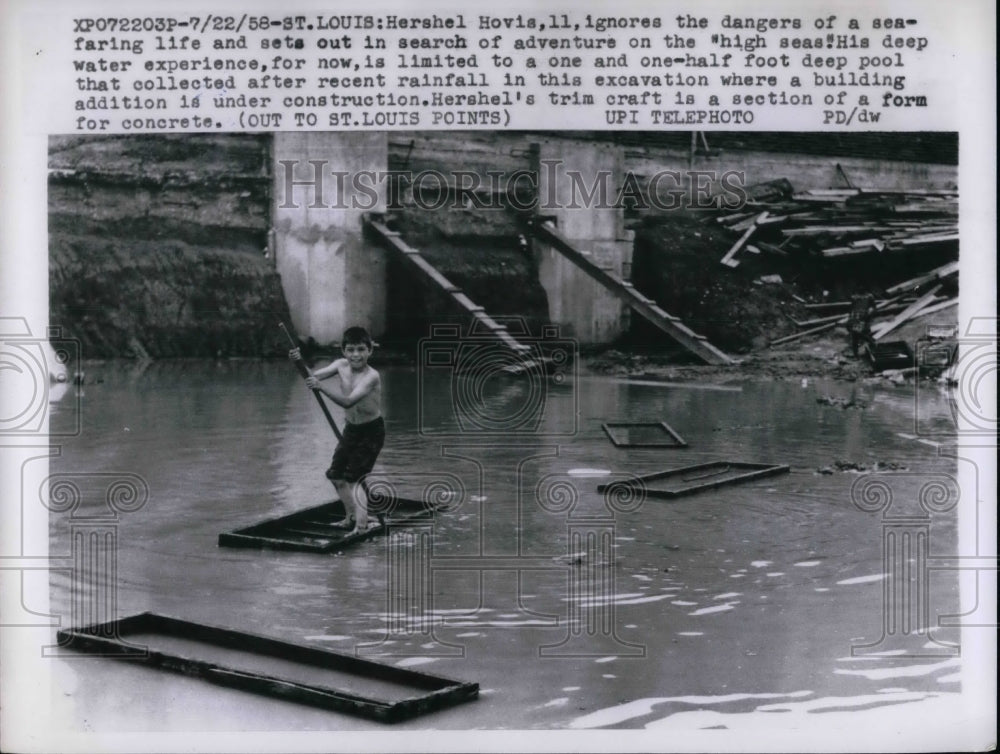 1958 Hershel Hovis, 11 year old in deep water experience  - Historic Images