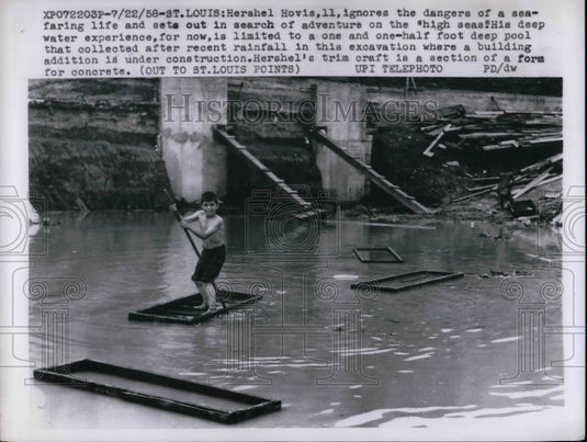 1958 Hershel Hovis, 11 year old in deep water experience  - Historic Images