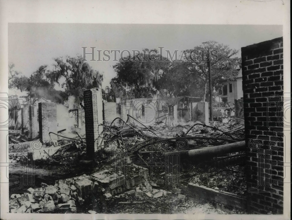 1932 Press Photo Ridgewood Hotel in in Daytona Beach Florida after it burned. - Historic Images