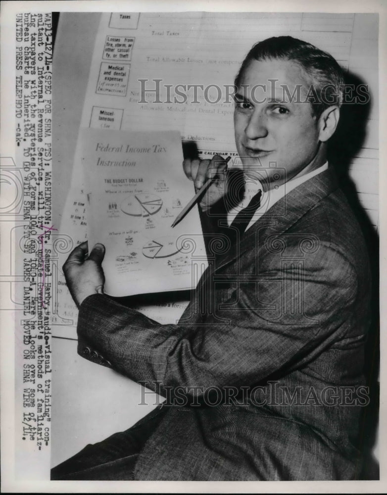1953 Press Photo Dr. Samuel Harby , Audio-Visual training consultant to Internal - Historic Images