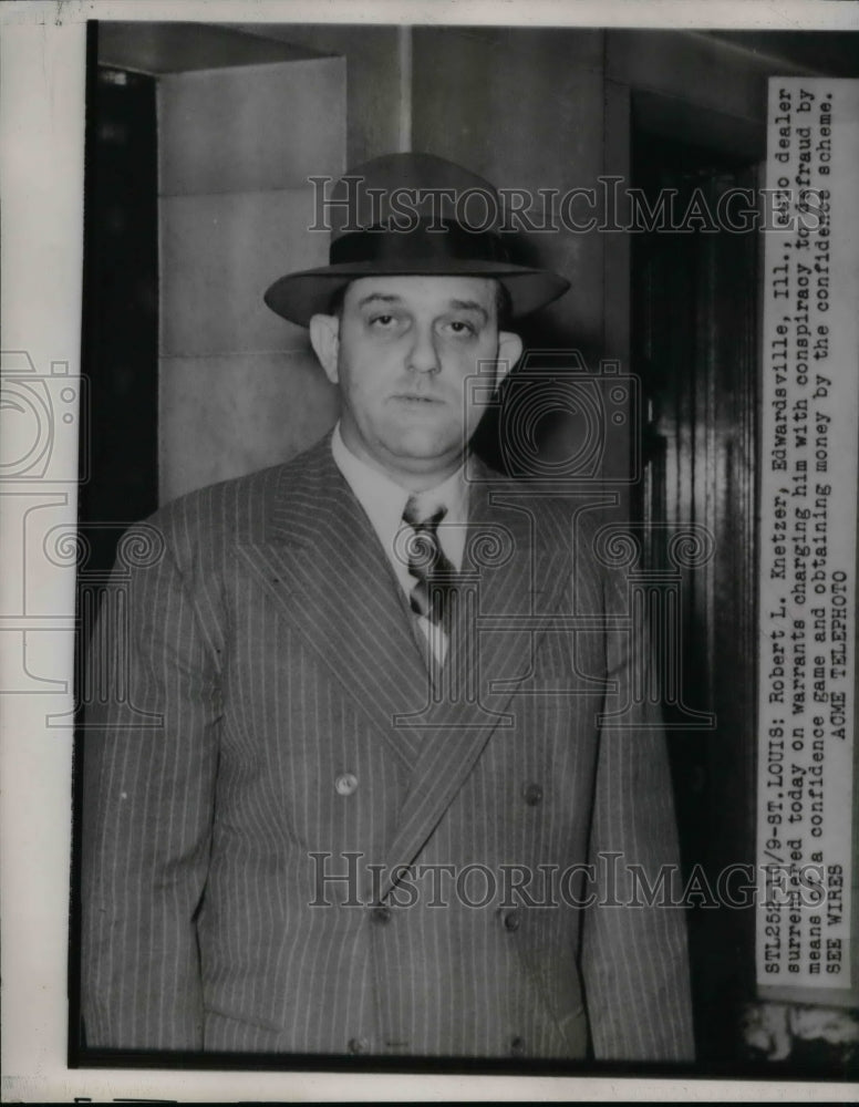 1948 Robert L. Knetzer, Auto Dealer Charged with Warrant  - Historic Images