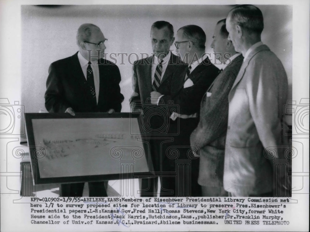 1955 Eisenhower Pres Library Comm, F Hall,T Stevens,J Harris - Historic Images