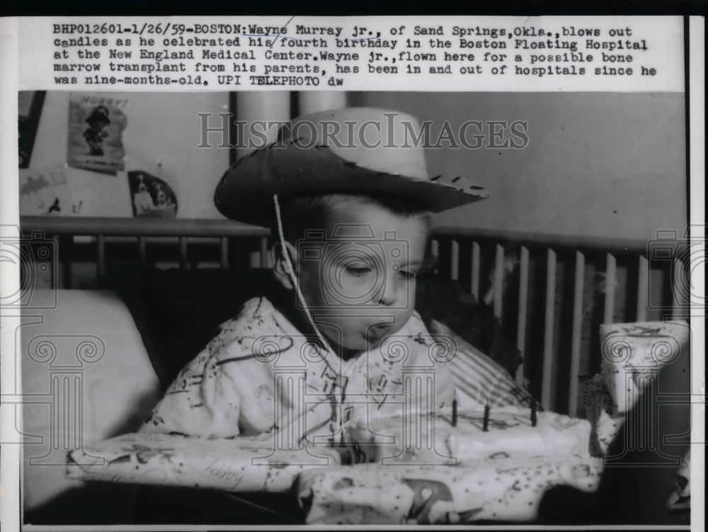 1959 Boston, Mass. Wayne Murray Jr at floating hospital  - Historic Images