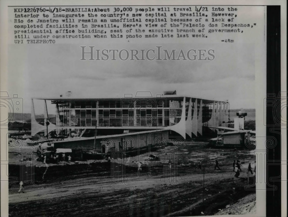 1960 Press Photo Brasilia Palacio dos Despachos Building Under Construction - Historic Images