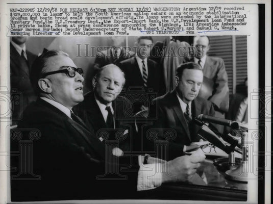 1958 Argentine Amb. Cesar B Hurtado, Dep Sec of State RC Murphy - Historic Images