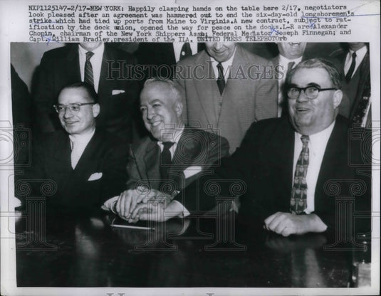 1957 Longshoreman's Strike Joseph Finnegan Capt. William Bradley - Historic Images