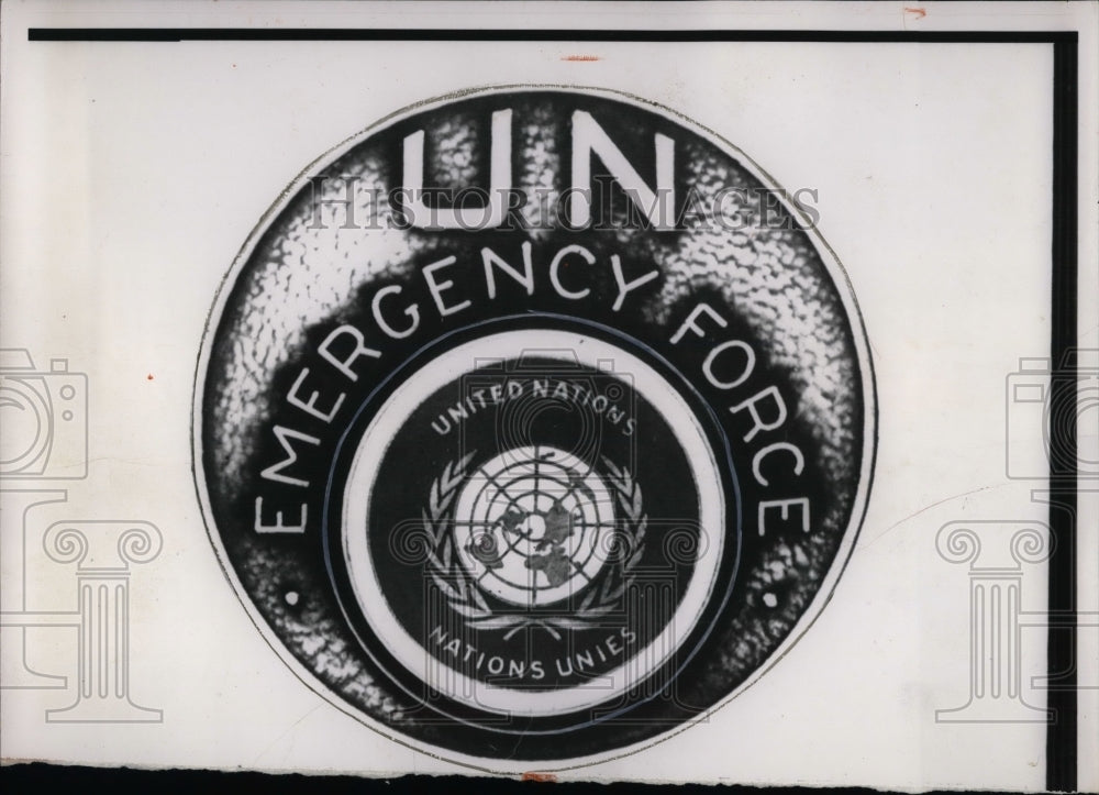 1956 Press Photo Insignia worn by members of UN Emergency Force in Egypt-Historic Images