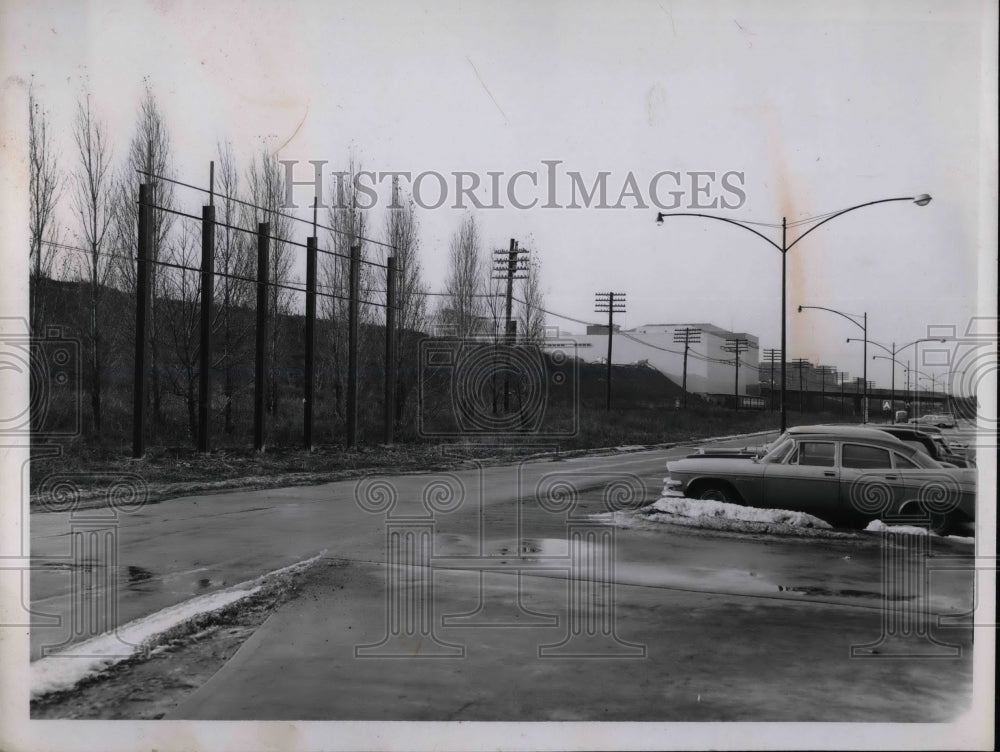 1959 Steel posts around a Cleveland, Ohio parking lot  - Historic Images