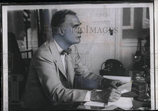 1956 Press Photo Governor Christian Herter Interview About Vice President Nixon - Historic Images