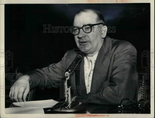 1956 Man Speaking in a Microphone  - Historic Images