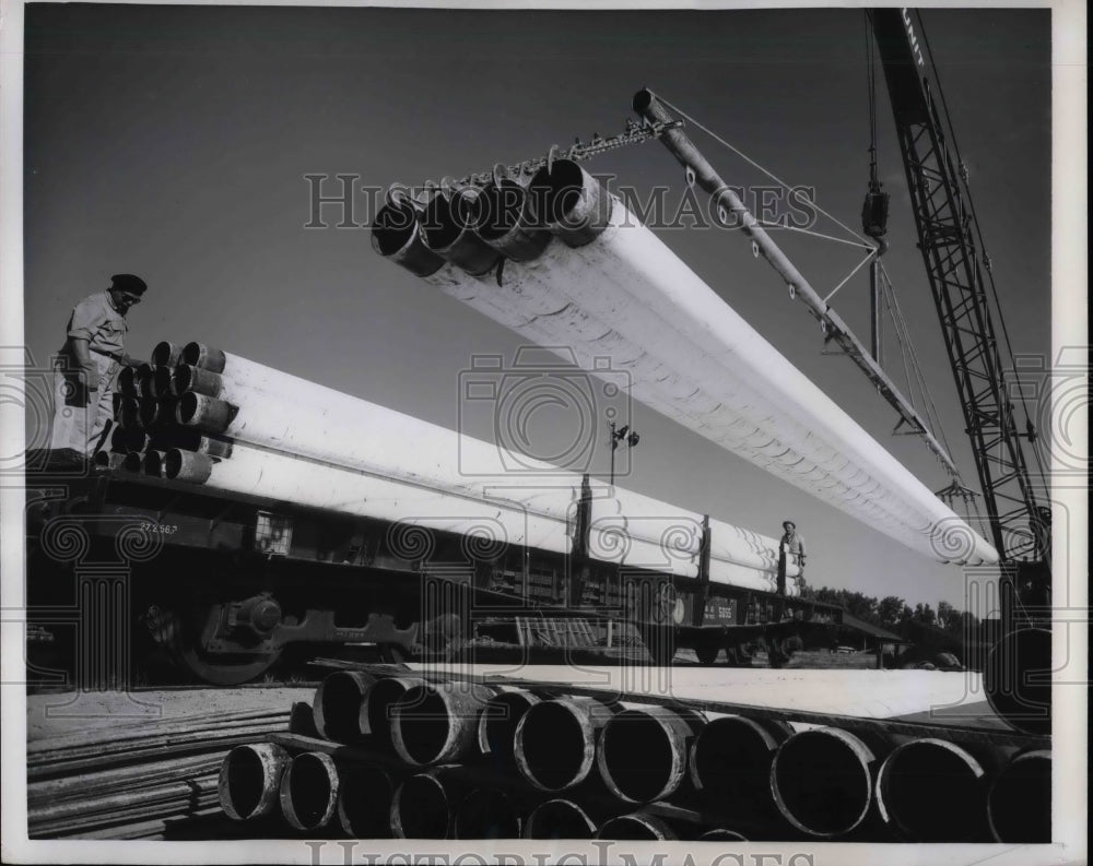 1957 Steel Pipes for Elath Beersheba Oil Pipeline  - Historic Images