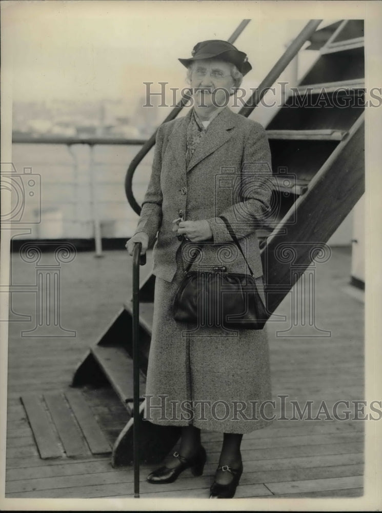 1936 Press Photo Mrs.Hariette Hague returned to N.Y. on S.S. Washington. - Historic Images