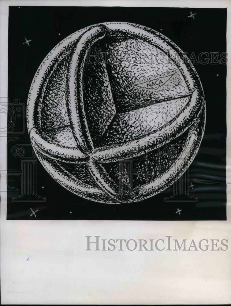 1958 Press Photo Artist&#39;s drawing depicts the corner reflector sub-satellite - Historic Images