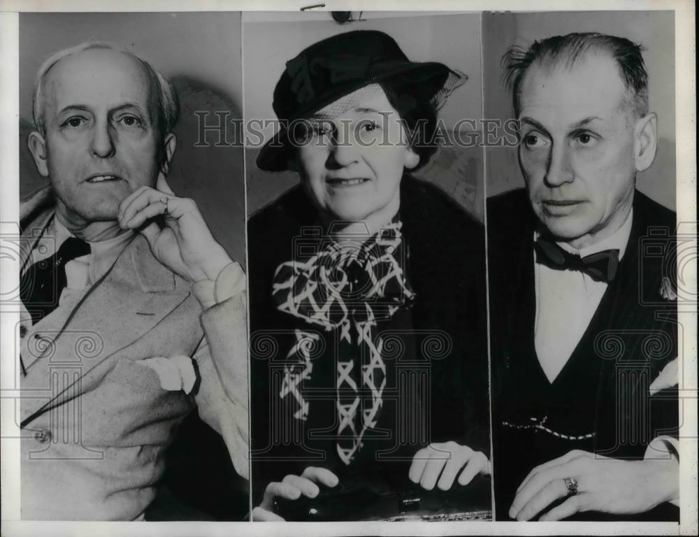 1935 John F Clark &amp; Mr &amp; Mrs Harry Wallace at court in Calif. - Historic Images