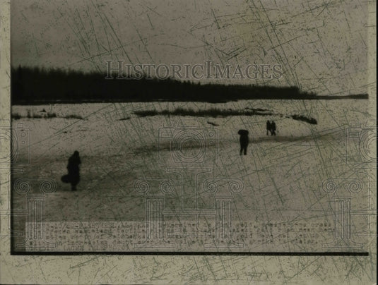 1949 People walked in ice.  - Historic Images