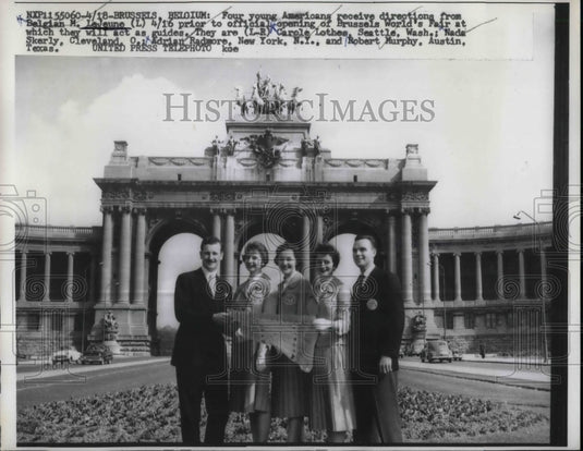 1958 Press Photo 4 American Students Visiting Belgium - nea71093 - Historic Images