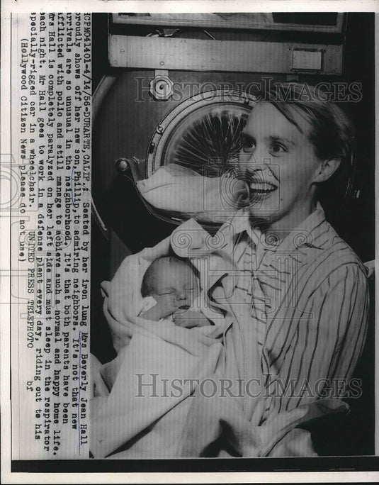 1956 Iron Lung Patient Mrs. Beverly Jean Hall & Son, Phillip - Historic Images