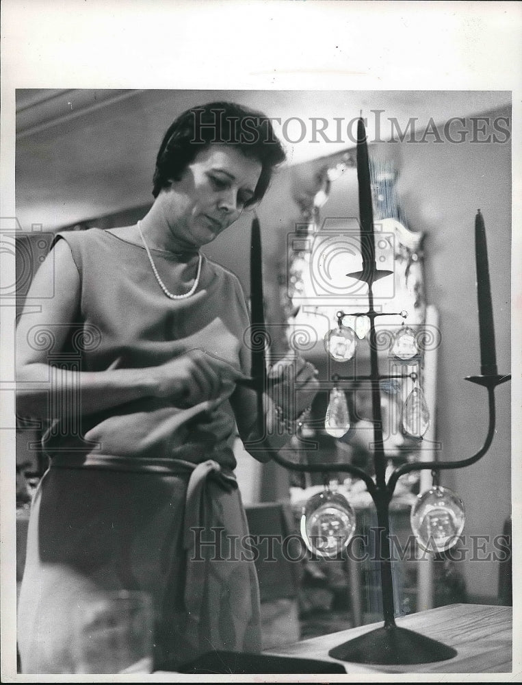1966 Mrs Thomas Hill &amp; a candle display  - Historic Images
