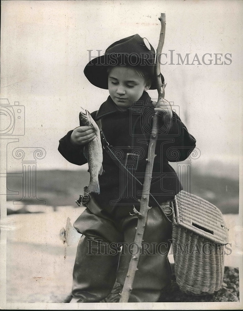 1939 Albert Welch on Opening Day of Trout Season in Jefferson County - Historic Images