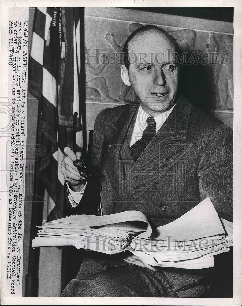 1953 Atty General Herbert Brownell at D.C. Justice Dept  - Historic Images