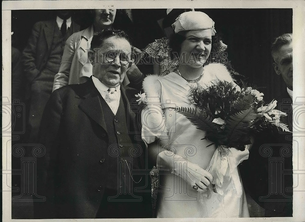1934 Press Photo Samuel Martin Weds Ada I. Bell of Mount Holly, New Jersey - Historic Images