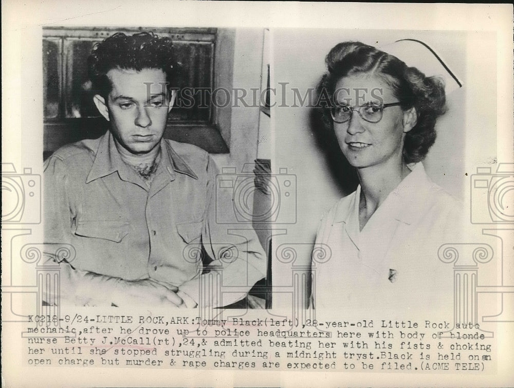 1949 Little Rock, Ark. Tommy Black & nurse BJ McCall he killed - Historic Images