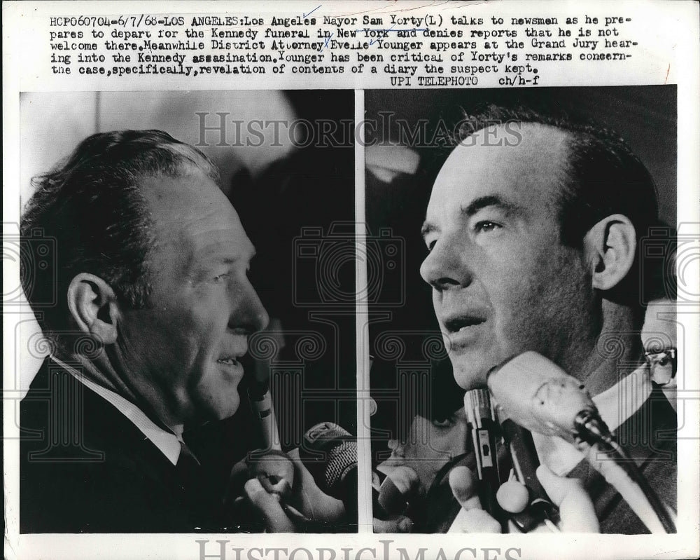 1968 Press Photo LA, Calif. Mayor Sam Yorty & DA Evelle Younger - Historic Images