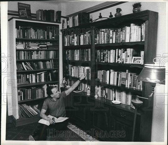 1969 F Morton's library of works by Sinclair & T Mann & self - Historic Images