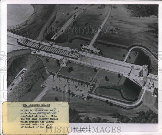 1958 Dwight D Eisenhower lock structure on St lawrence Seaway - Historic Images