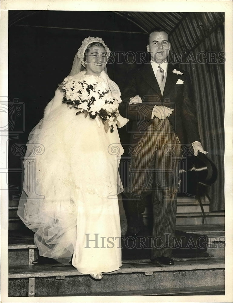 1936 Mary Coverdale Bride Albert Winnett Groom Married New York - Historic Images