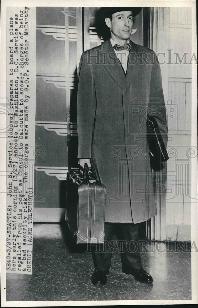 1950 Press Photo John S. Service, recalled from his post as Consul to Calcutta - Historic Images